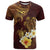 Polynesian Turtle T Shirt Plumeria Hibiscus Pattern Oxblood