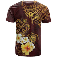 Polynesian Turtle T Shirt Plumeria Hibiscus Pattern Oxblood
