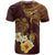 Polynesian Turtle T Shirt Plumeria Hibiscus Pattern Oxblood