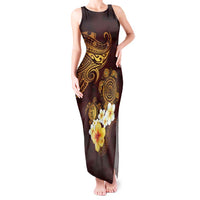 Polynesian Turtle Tank Maxi Dress Plumeria Hibiscus Pattern Oxblood LT03 Women Oxblood - Polynesian Pride