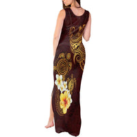 Polynesian Turtle Tank Maxi Dress Plumeria Hibiscus Pattern Oxblood LT03 - Polynesian Pride