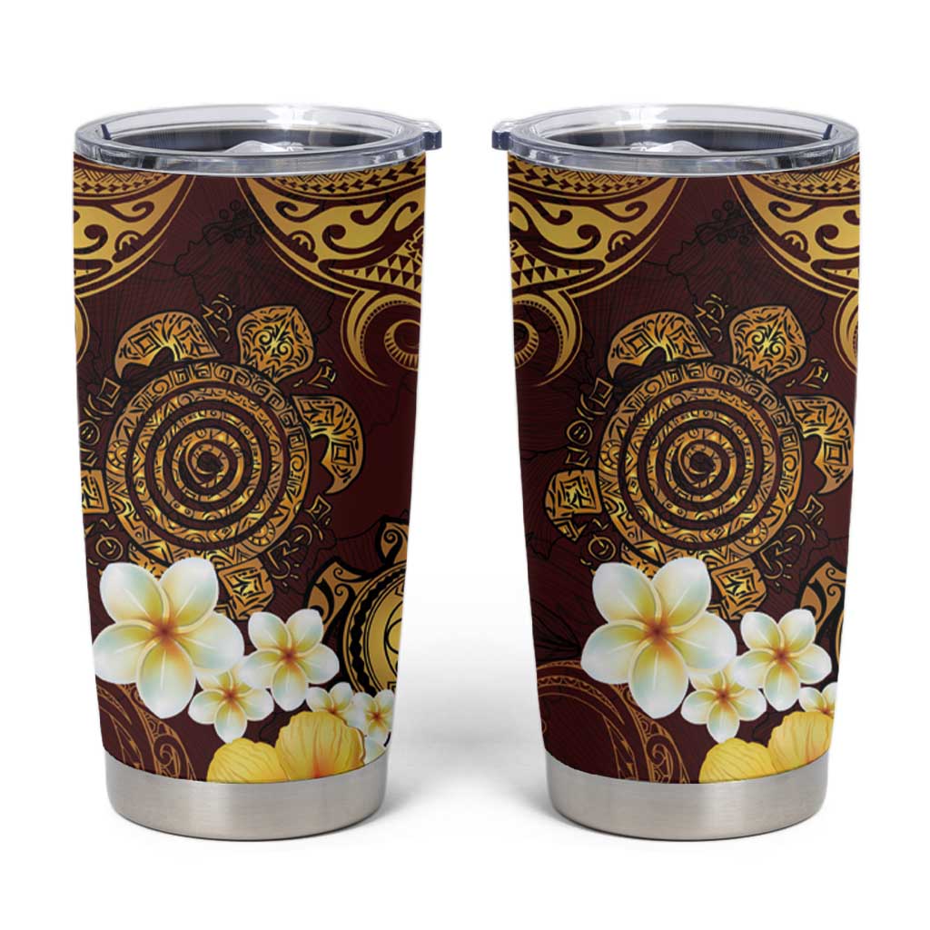 Polynesian Turtle Tumbler Cup Plumeria Hibiscus Pattern Oxblood LT03 Oxblood - Polynesian Pride