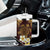 Polynesian Turtle Tumbler With Handle Plumeria Hibiscus Pattern Oxblood