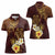 Polynesian Turtle Women Polo Shirt Plumeria Hibiscus Pattern Oxblood