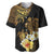 Polynesian Turtle Baseball Jersey Plumeria Hibiscus Pattern Black Color