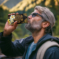 Polynesian Turtle 4 in 1 Can Cooler Tumbler Plumeria Hibiscus Pattern Black Color