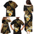 Polynesian Turtle Family Matching Puletasi and Hawaiian Shirt Plumeria Hibiscus Pattern Black Color