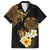 Polynesian Turtle Family Matching Puletasi and Hawaiian Shirt Plumeria Hibiscus Pattern Black Color