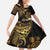 Polynesian Turtle Family Matching Short Sleeve Bodycon Dress and Hawaiian Shirt Plumeria Hibiscus Pattern Black Color