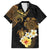 Polynesian Turtle Family Matching Short Sleeve Bodycon Dress and Hawaiian Shirt Plumeria Hibiscus Pattern Black Color