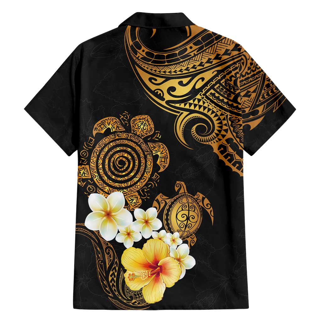 Polynesian Turtle Family Matching Summer Maxi Dress and Hawaiian Shirt Plumeria Hibiscus Pattern Black Color LT03 - Polynesian Pride