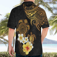 Polynesian Turtle Hawaiian Shirt Plumeria Hibiscus Pattern Black Color LT03 - Polynesian Pride