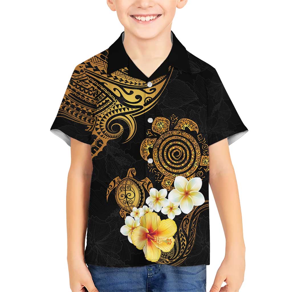 Polynesian Turtle Hawaiian Shirt Plumeria Hibiscus Pattern Black Color LT03 - Polynesian Pride