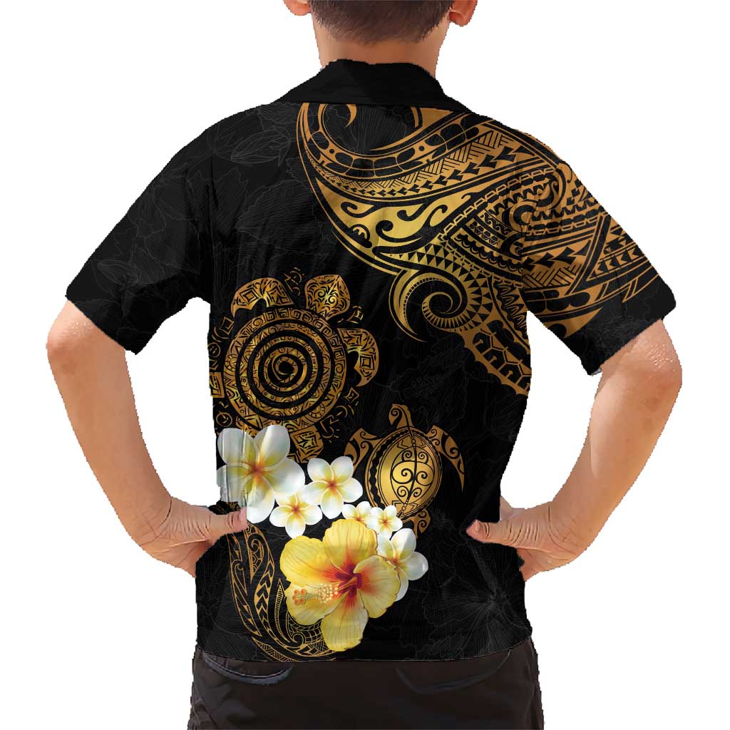 Polynesian Turtle Hawaiian Shirt Plumeria Hibiscus Pattern Black Color LT03 - Polynesian Pride
