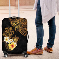 Polynesian Turtle Luggage Cover Plumeria Hibiscus Pattern Black Color