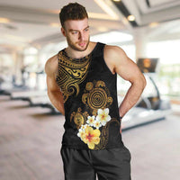 Polynesian Turtle Men Tank Top Plumeria Hibiscus Pattern Black Color LT03 Black - Polynesian Pride