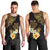 Polynesian Turtle Men Tank Top Plumeria Hibiscus Pattern Black Color