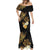 Polynesian Turtle Mermaid Dress Plumeria Hibiscus Pattern Black Color