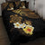 Polynesian Turtle Quilt Bed Set Plumeria Hibiscus Pattern Black Color