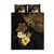 Polynesian Turtle Quilt Bed Set Plumeria Hibiscus Pattern Black Color