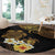 Polynesian Turtle Round Carpet Plumeria Hibiscus Pattern Black Color