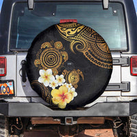 Polynesian Turtle Spare Tire Cover Plumeria Hibiscus Pattern Black Color LT03 Black - Polynesian Pride