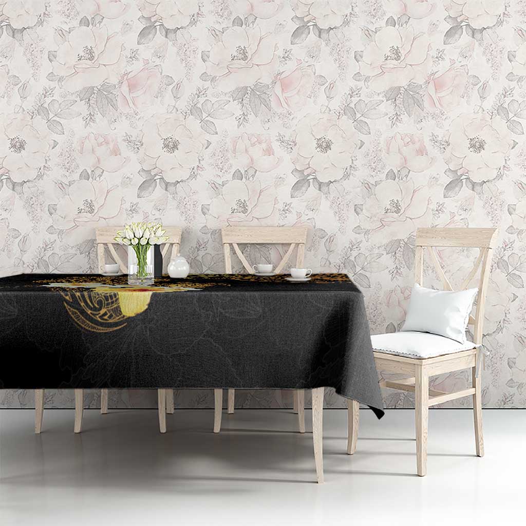 Polynesian Turtle Tablecloth Plumeria Hibiscus Pattern Black Color LT03 - Polynesian Pride
