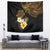 Polynesian Turtle Tapestry Plumeria Hibiscus Pattern Black Color