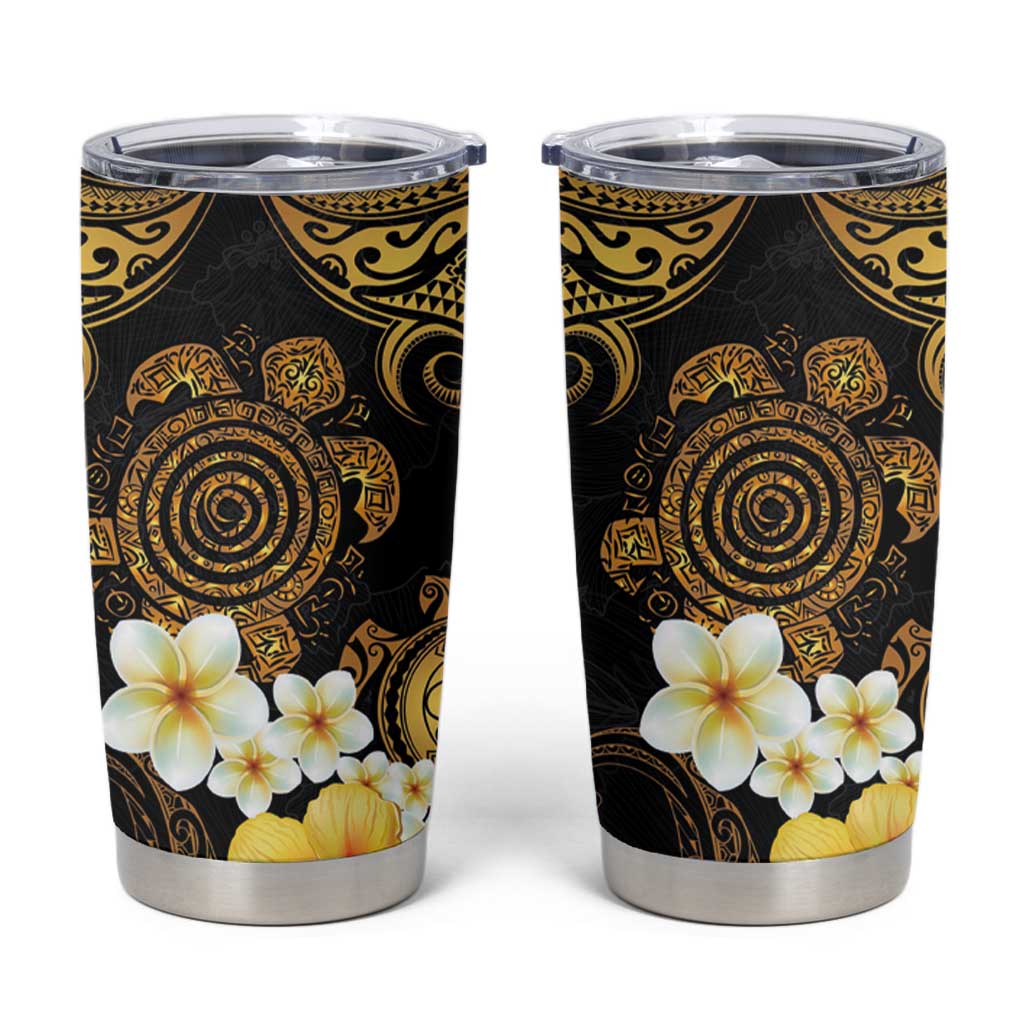Polynesian Turtle Tumbler Cup Plumeria Hibiscus Pattern Black Color LT03 Black - Polynesian Pride