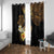 Polynesian Turtle Window Curtain Plumeria Hibiscus Pattern Black Color