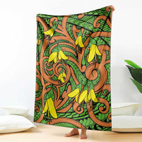 New Zealand Kowhai Flowers Blanket Maori Koru Pattern LT03 - Polynesian Pride