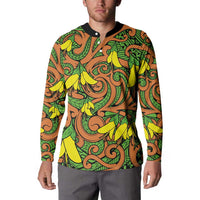 New Zealand Kowhai Flowers Button Sweatshirt Maori Koru Pattern LT03 - Polynesian Pride