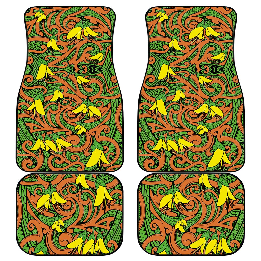 New Zealand Kowhai Flowers Car Mats Maori Koru Pattern LT03 - Polynesian Pride