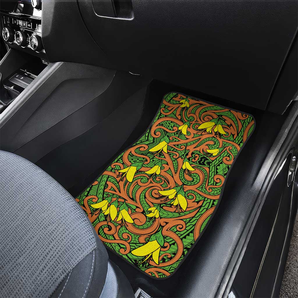 New Zealand Kowhai Flowers Car Mats Maori Koru Pattern LT03 - Polynesian Pride