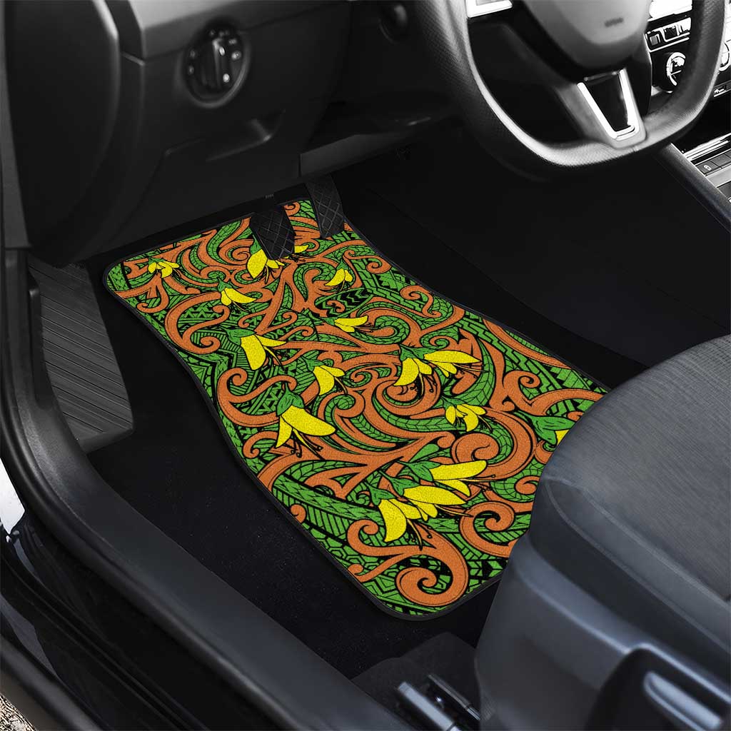 New Zealand Kowhai Flowers Car Mats Maori Koru Pattern LT03 - Polynesian Pride