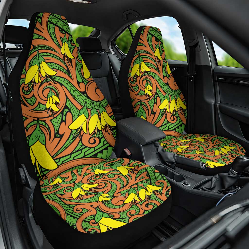 New Zealand Kowhai Flowers Car Seat Cover Maori Koru Pattern