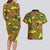 New Zealand Kowhai Flowers Couples Matching Long Sleeve Bodycon Dress and Hawaiian Shirt Maori Koru Pattern