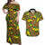 New Zealand Kowhai Flowers Couples Matching Off Shoulder Maxi Dress and Hawaiian Shirt Maori Koru Pattern