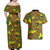 New Zealand Kowhai Flowers Couples Matching Off Shoulder Maxi Dress and Hawaiian Shirt Maori Koru Pattern