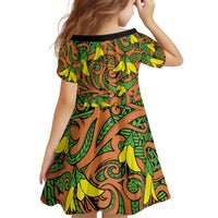 New Zealand Kowhai Flowers Family Matching Puletasi and Hawaiian Shirt Maori Koru Pattern