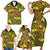 New Zealand Kowhai Flowers Family Matching Short Sleeve Bodycon Dress and Hawaiian Shirt Maori Koru Pattern