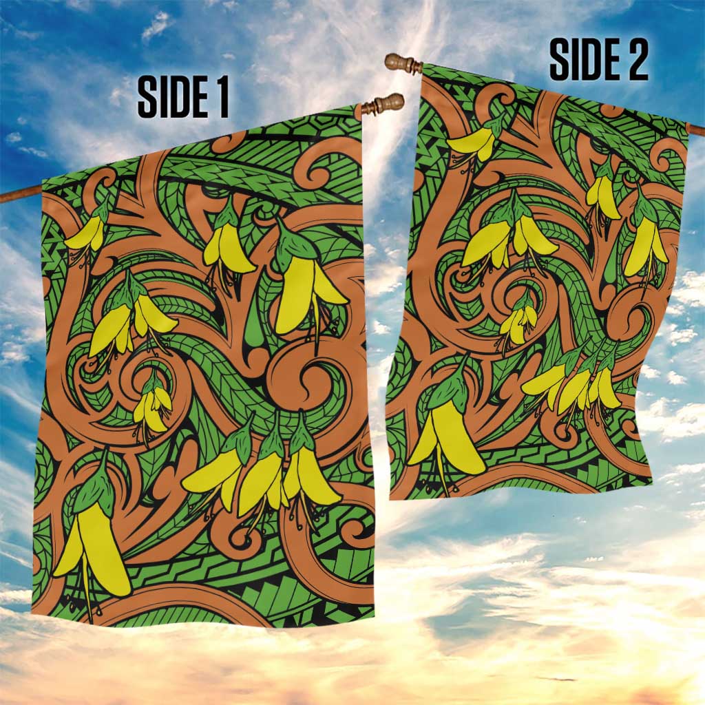 New Zealand Kowhai Flowers Garden Flag Maori Koru Pattern LT03 - Polynesian Pride