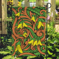 New Zealand Kowhai Flowers Garden Flag Maori Koru Pattern LT03 Garden Flag Orange - Polynesian Pride