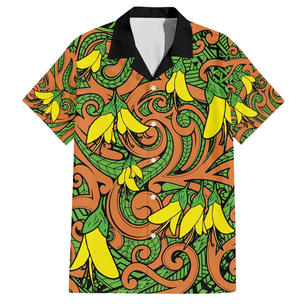 New Zealand Kowhai Flowers Hawaiian Shirt Maori Koru Pattern LT03 Orange - Polynesian Pride
