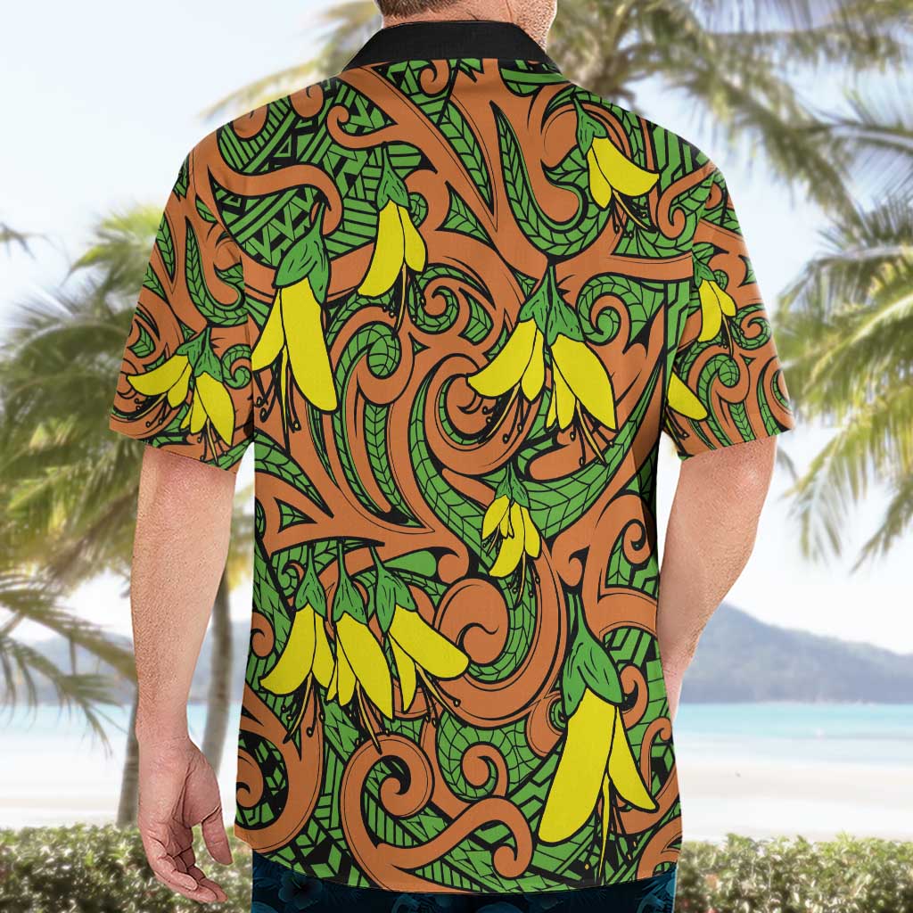 New Zealand Kowhai Flowers Hawaiian Shirt Maori Koru Pattern LT03 - Polynesian Pride