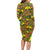 New Zealand Kowhai Flowers Long Sleeve Bodycon Dress Maori Koru Pattern