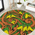 New Zealand Kowhai Flowers Round Carpet Maori Koru Pattern