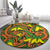 New Zealand Kowhai Flowers Round Carpet Maori Koru Pattern