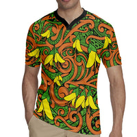 New Zealand Kowhai Flowers Rugby Jersey Maori Koru Pattern