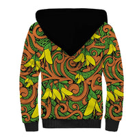 New Zealand Kowhai Flowers Sherpa Hoodie Maori Koru Pattern LT03 - Polynesian Pride